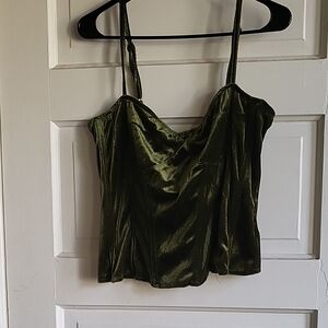PrettyLittleThing Olive Velvet Camisole